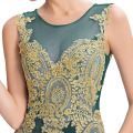 Grace Karin Hot Sale Sleeveless Elegant Golden Appliques Ball Gown Dark Green Evening Dress 2016 GK000026-5